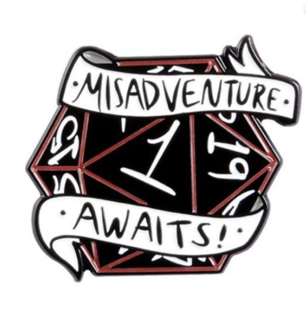 Dungeons and Dragons Misadventure Awaits Dice Pin RPG